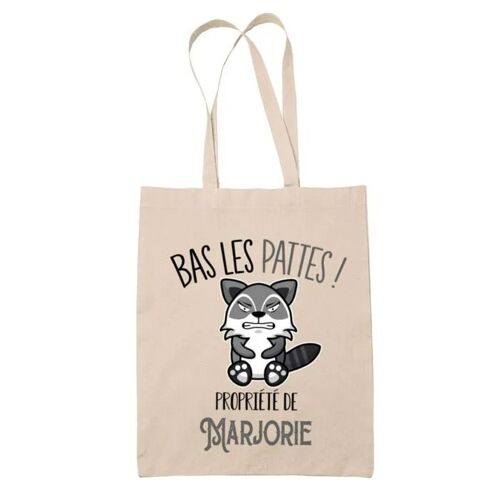 Tote bag Marjorie Bas les pattes Raton laveur | Sac en toile coton Original Cadeau Anniversaire Noël Humour fête des mères