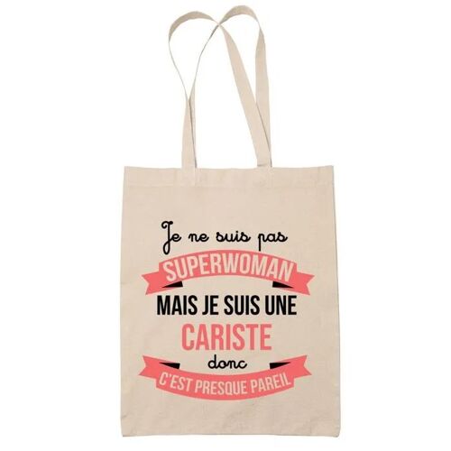 Tote bag Cariste Superwoman | Sac coton cabas Idée Cadeau Femme Humour Collègue famille Anniversaire Noël