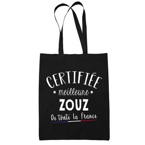 Tote bag Noir Certifiée meilleure Zouz | Sac coton cabas réutilisable cadeau femme amie famille collègue
