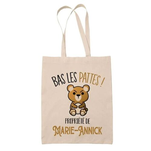Tote bag Marie-Annick Bas les pattes Ours | Sac en toile coton Original Cadeau Anniversaire Noël Humour fête des mères