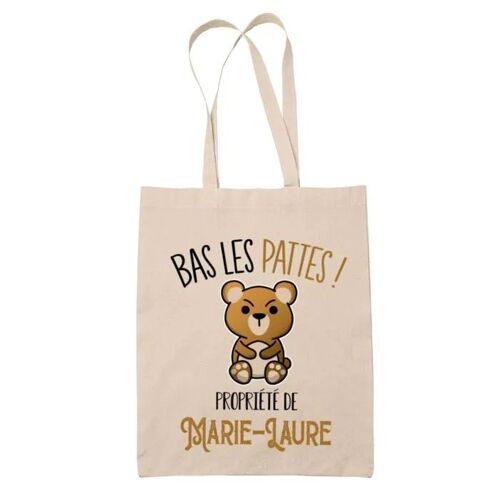 Tote bag Marie-Laure Bas les pattes Ours | Sac en toile coton Original Cadeau Anniversaire Noël Humour fête des mères