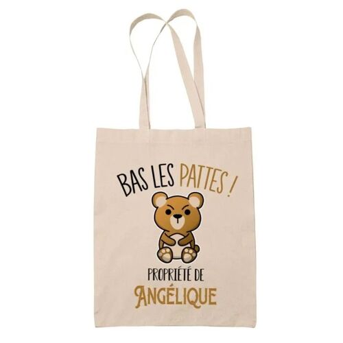 Tote bag Angélique Bas les pattes Ours | Sac en toile coton Original Cadeau Anniversaire Noël Humour fête des mères