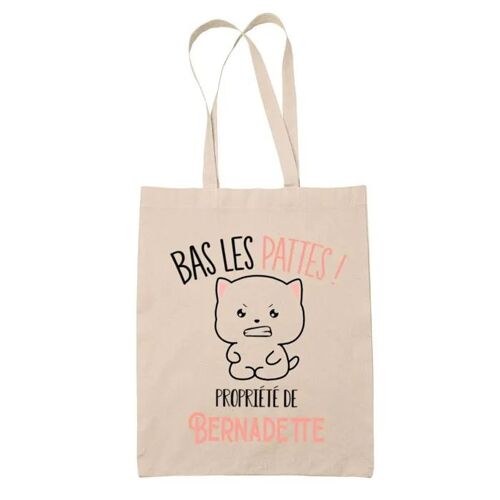 Tote bag Bernadette Bas les pattes Chat | Sac en toile coton Original Cadeau Anniversaire Noël Humour fête des mères
