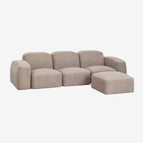 Canapé modulable 3 pièces et pouf Bastian