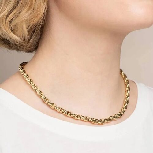 Collier Maille Palmier 45cm En Acier Inoxydable Pvd Doré