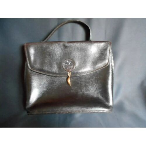 Ancien Sac à Main Cuir Noir 1940/50 * 3