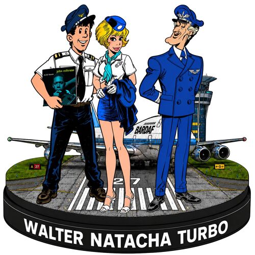 Silhouette Natacha Hotesse De L'Air Walter Commandant Turbo Hd 14 Cm En Bois