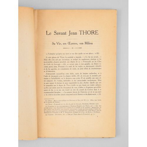 Le Savant Jean Thore (1762-1823). Sa Vie - Ses Oeuvres - Son Milieu.