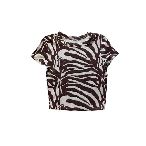 Tee Shirt Top Court Zébré Xs 34