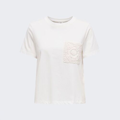 Tee Shirt Coton Col Rond Selma Poche En Crochet Femme Jdy