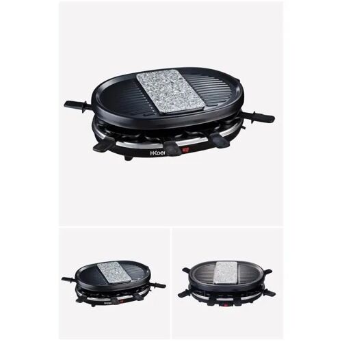 Appareil à raclette 900W pierre à cuire et grill 8 personnes Plaques amovibles pour nettoyer facilemen