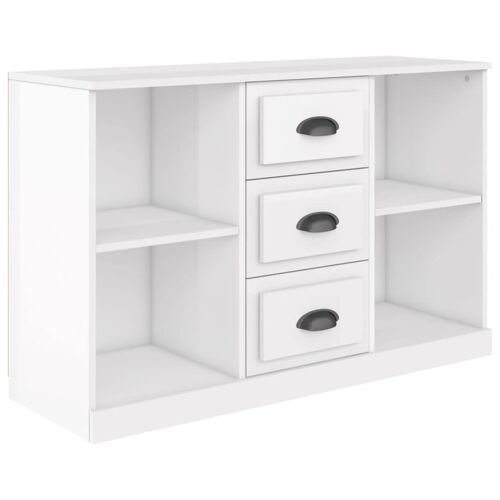 Buffet bahut commode armoire meuble de rangement organisateur cuisine salle de séjour salon brillant 104,5 x 35,5 x 67,5 cm bois d'ingénierie blanc 02_0030565