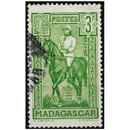 Madagascar, Colonie Française 1936, Beau Timbre Yvert 192, Général Galliéni 3f. Vert, Oblitéré, Tbe. -