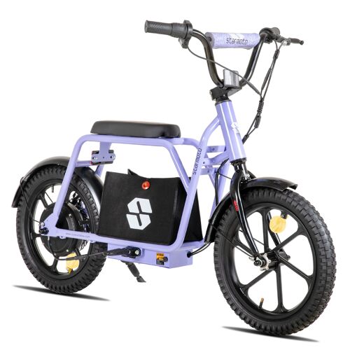 Vélo Électrique Enfant Joystar Starmoto 16 Pouces, 250w, 25 Km/H, Autonomie 24 Km, Avec Sac De Rangement Pour Garçons Et Filles, Violet