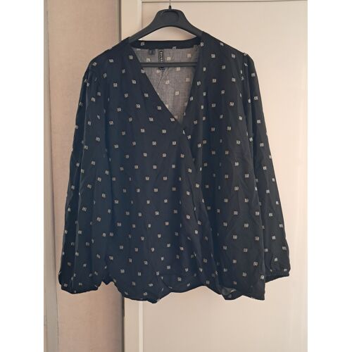 Tunique Neuve Taille 50 Noir Motif Blanc