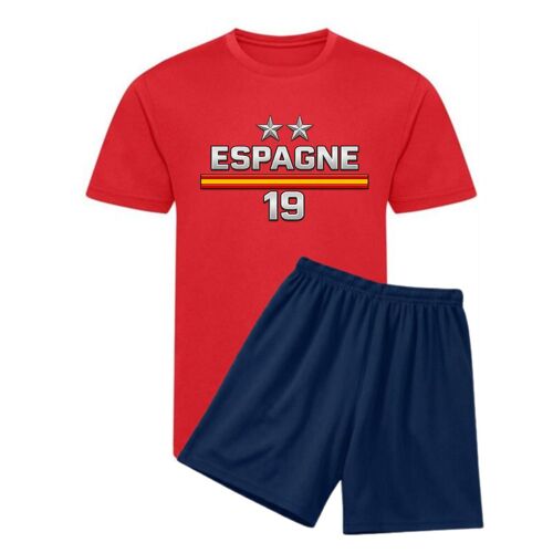 Ensemble Foot Enfant Inspiré Espagne 2 Étoiles – Maillot Et Short Numéro 19