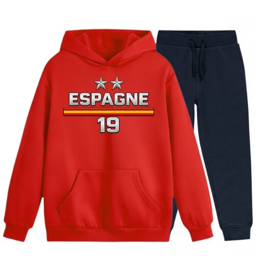 Jogging Survêtement Espagne Enfant 2 Etoiles Numéro 19 (Taille 9-11 Ans,Couleur Rouge)