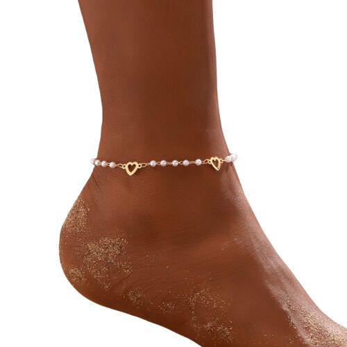 Cheville Pour Femme Au Design Minimaliste Et Chic – Motif C?ur, Style Luxe Décontracté, Idéale Pour La Plage, Les Vacances Et Les Journées Ensoleillées