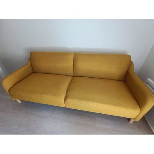 Canapé convertible 2 places jaune moutarde ¿ style moderne