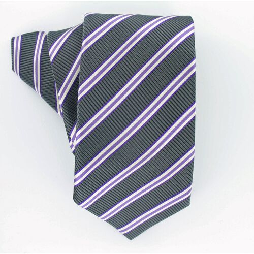 Cravate Club Anthracite Rayures Violettes