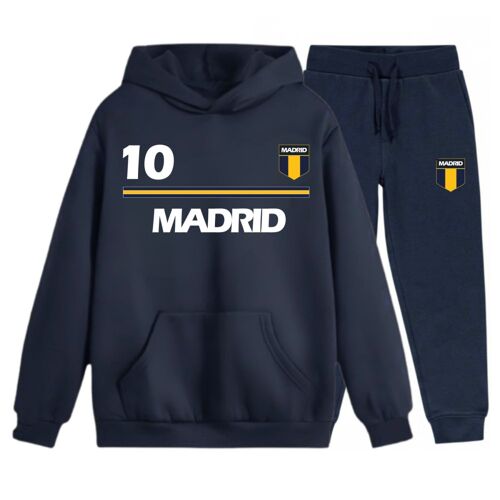 Survetement Foot Enfant – Inspiration Madrid – Sweat Et Pantalon - Bleu Marine (Taille 9-11 Ans,Couleur Bleu)