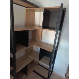 Bibliothèque design bois et noir d'angle / extensible ¿ étagère déco moderne