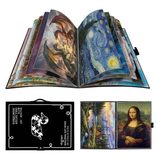 Album de rangement pour puzzles 1000 pièces NIKCORP, 20 pochettes 72x52 cm, classeur noir avec poignée pour puzzles, photos