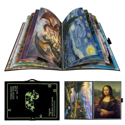 Album de rangement pour puzzles NIKCORP 20 pochettes 72x52cm, classeur organisateur noir pour puzzles 1000 pièces, affiches et