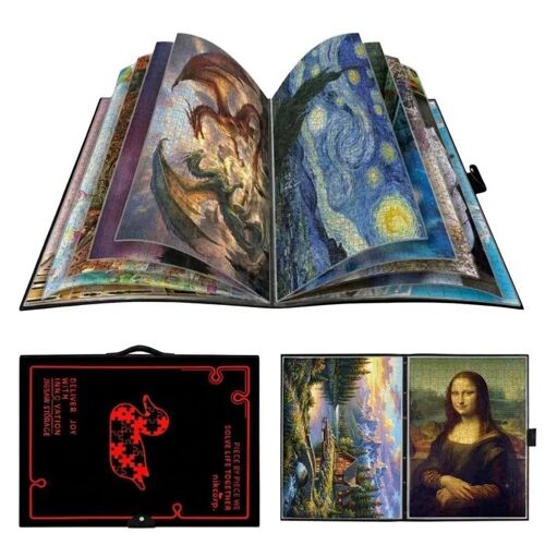 Album De Rangement Pour Puzzles 1000 Pièces Nikcorp, 20 Pochettes 72x52cm, Classeur Noir Avec Poignée Pour Puzzles, Affiches Et