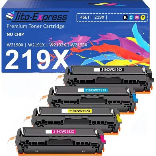 Lot 4 toners compatibles Tito-Express 219X XL pour HP Color LaserJet Pro 3202dw MFP 3302fdwg Noir Cyan Magenta Jaune haute