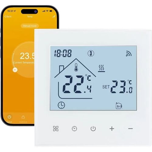 Thermostat d'ambiance intelligent Wi-Fi Beok TDR89W-WIFI-WPB Blanc pour chaudière gaz et chauffage