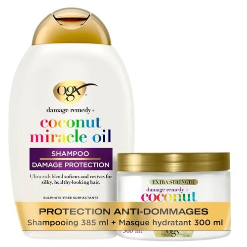 Ogx Shampooing Masque Extra Strength Damage Remedy Coconut Miracle Oil ¿ Fortifiant À L'huile De Noix De Coco 