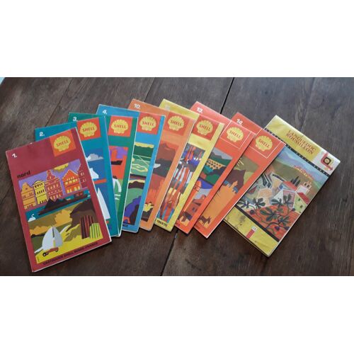 Lot De 9 Cartes Routières Shell Années 75