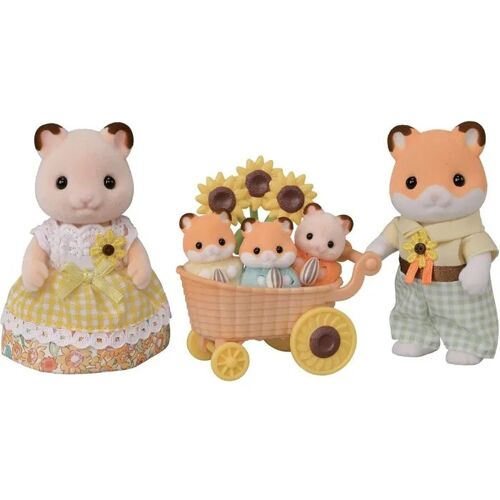 Famille De Hamsters Sylvanian Families 5856 Mini Univers Avec Landau Et Fleurs
