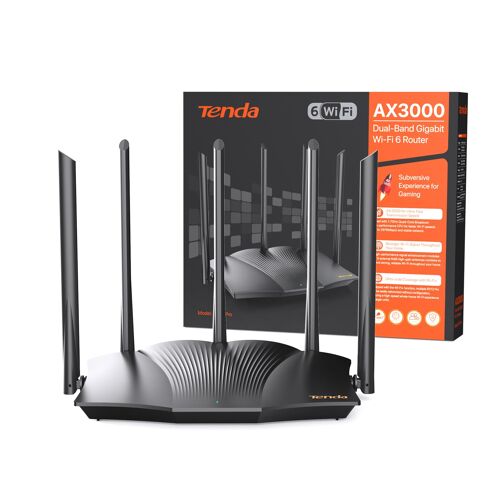 Tenda RX12 Pro Routeur WiFi 6 AX3000 Dual Band Gigabit, 2404Mbps/5GHz + 574 Mbps/2.4GHz, 4 Ports Gigabit, Largeur de Bande 160MHz, WiFi+ Mesh, OFDMA/VPN/WPA3/IPV6/TWT