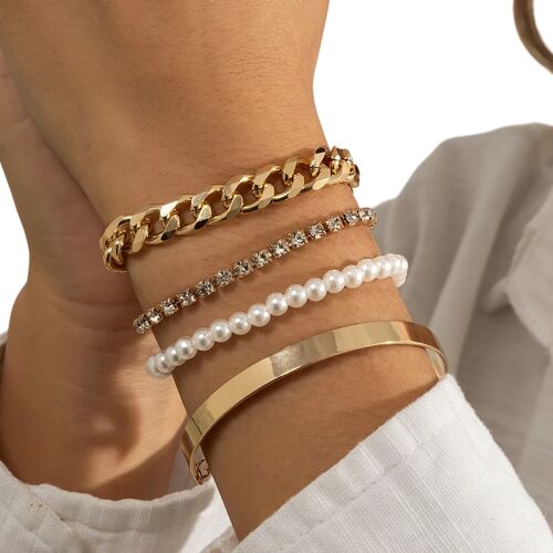 Lot De Bracelets Bohème – Design Cuba, Perles De Fantaisie Et Strass Scintillants, Multicouches Pour Un Look Original Et Élégant, Bijou De Poignet Tendance