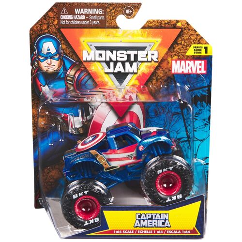 Monster Jam - 1 Véhicule Die-Cast 1:64 Marvel - 1 Véhicule Authentique Monster Trucks Officiel À Collectionner Echelle 1:64 - Jouet Enfant 3 Ans et + - Modèle Aléatoire
