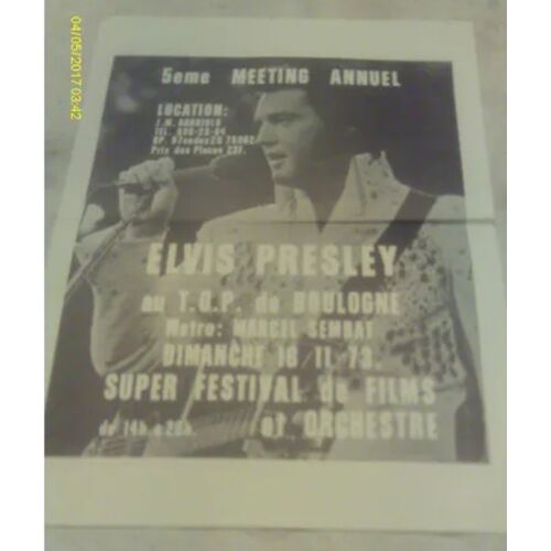 Affichette - Fan Club " Treat Me Nice " - "Meeting A Boulogne " - Elvis Presley