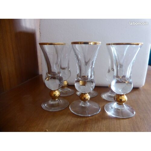 Lot De 6 Verres Anciens Très Épais Style Bistrot Café Pour Digestifs Liqueur Goutte