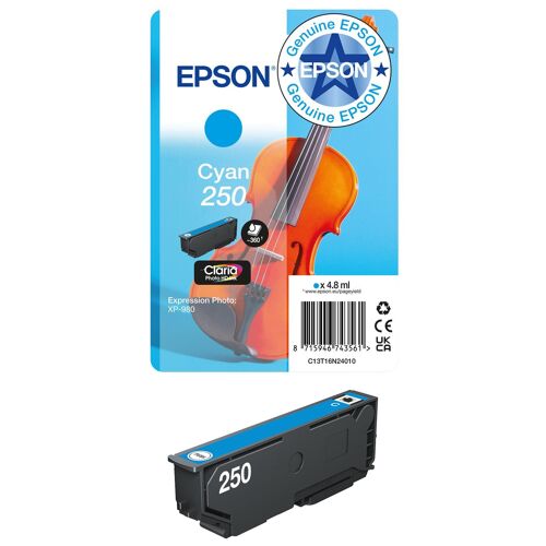 Epson 250 - 4.8 ml - cyan - original - blister - cartouche d'encre - pour P/N: C11CL95401, C11CL95402