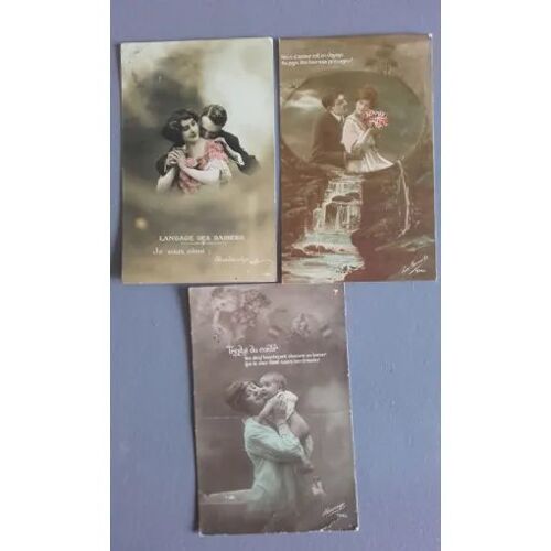 3 Cartes Postales Couples Amoureux 1916