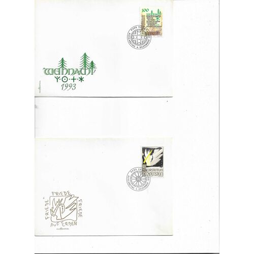 15 Enveloppes Premier Jour 15 Timbres Oblitérés Noel Liechtenstein 1990