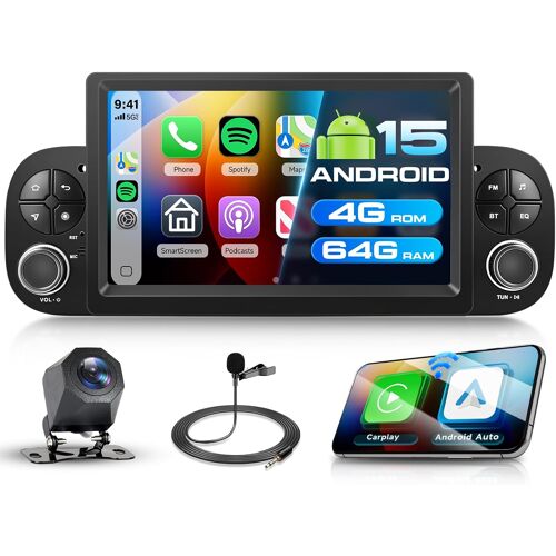 Autoradio Motorsi 4+64g Pour Fiat Panda 2013-2020 Avec Carplay Sans Fil Et Android Auto, Écran Tactile Ips 7 Pouces, Gps/5g Wifi/Bluetooth/Commandes Au Volant/Écran Partagé, Égaliseur, Caméra, Canbus