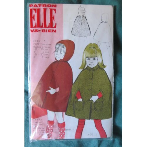 Ancien Patron Couture Elle Cape Enfant 4 À 9 Ans