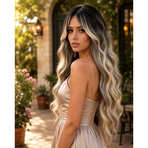 Perruque Longue (Cheveux Humains) Effet Ondulé – Neuve
