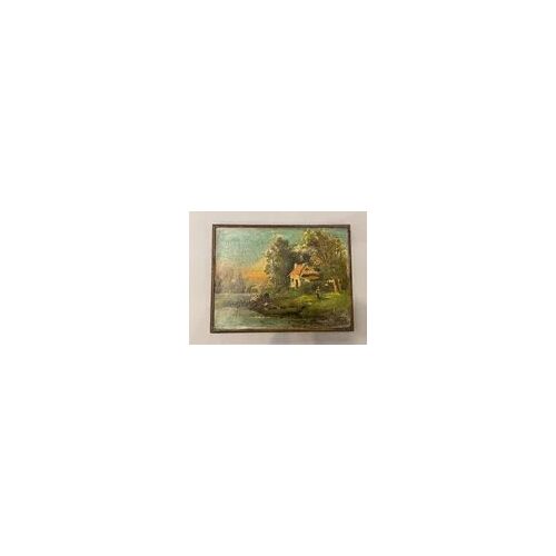 Tableau Paysage Lacustre Huile Sur Toile