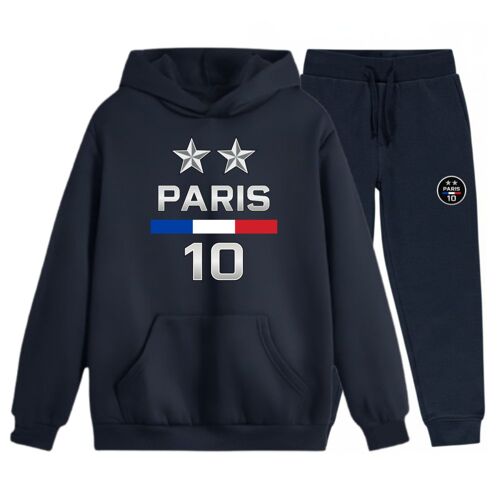 Jogging Survêtement Enfant Inspiré Paris 2 Etoiles Bleu Marine "Nouveauté" (Taille 7-8 Ans,Couleur Bleu)
