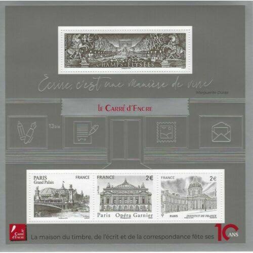 10ème Anniversaire Du Carré D'Encre : Monuments De Paris (Reprise Anciens Timbres) Bloc Doré Feuillet 5368 Année 2019 N° 5368 5369 5370 5371 Yvert Et Tellier Luxe