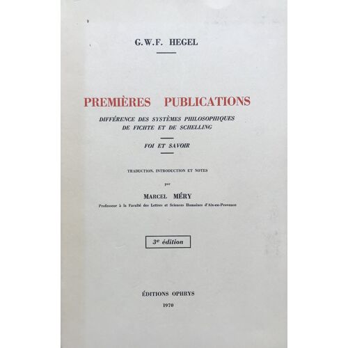 Premières Publications De Hegel.