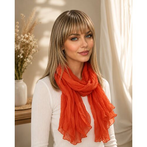 Foulard Plissé En Viscose ¿ Orange Sombre